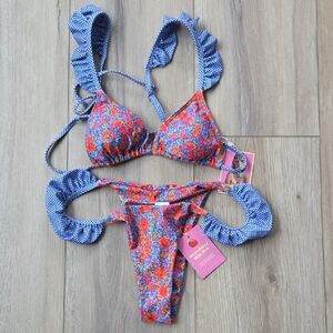 Strawberry Milk Mob Bikini Top And Bottom Set New Medium